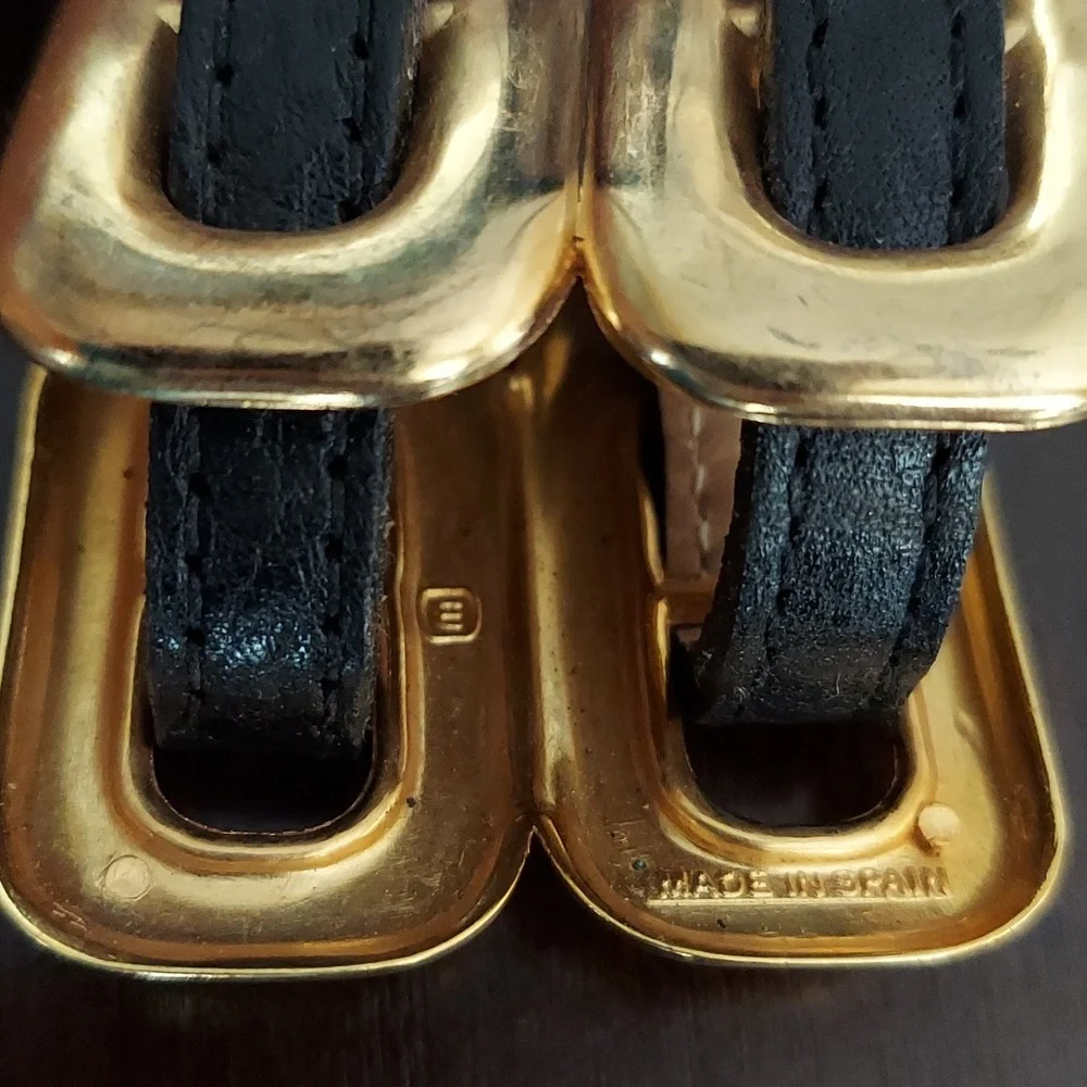 Vintage Late 1980s/Early 1990s Gold Chain & Woven Black Leather Double Link Belt - Picture 14 of 16